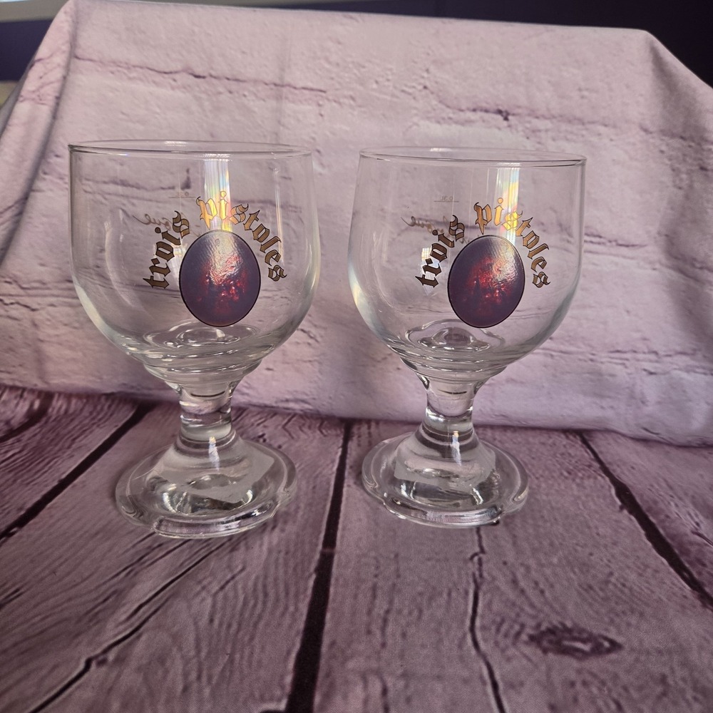 Vintage Unibroue Brewery Trois Pistoles Set Of 2 Chalice/Goblet Beer Glass